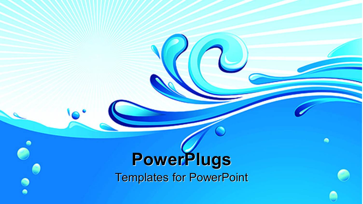 Abstract Blue Waves, Water Drops on Pale Background