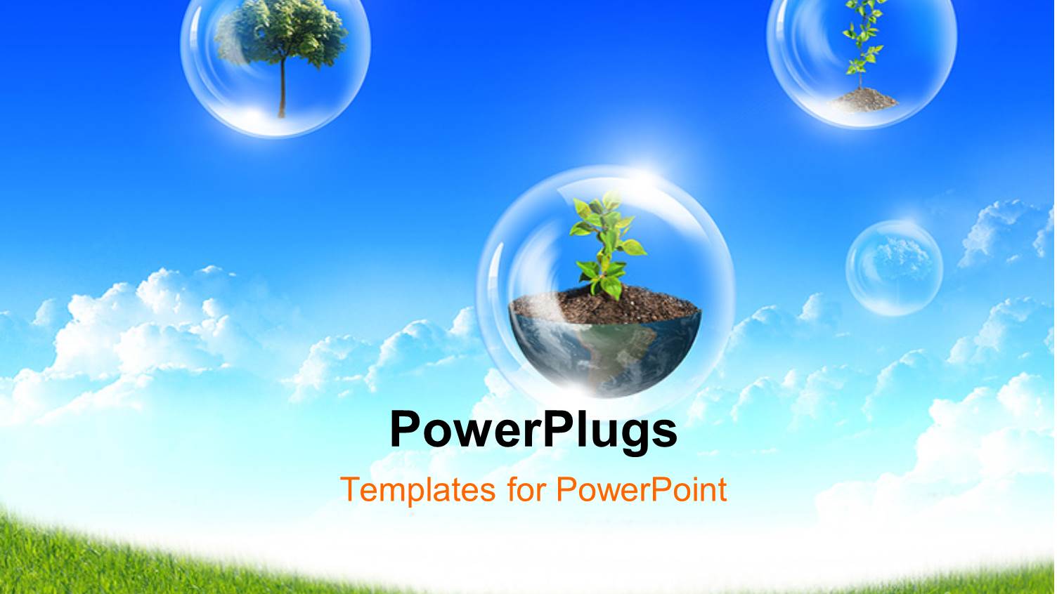 Abstract Bubbles Symbol of Environment Protection Against the Blue Sky and Clouds