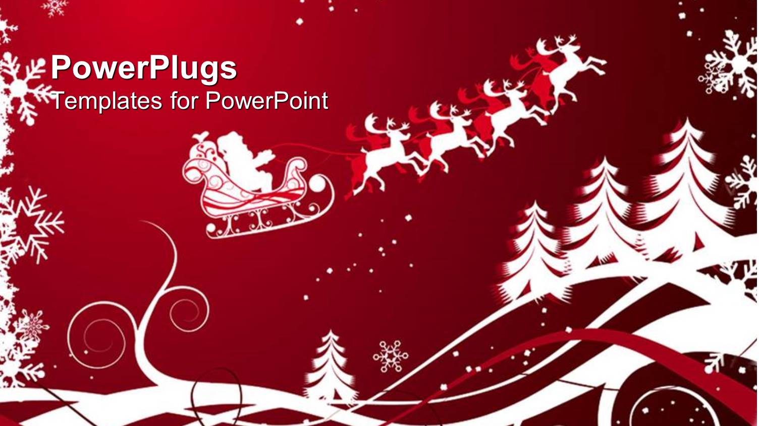 Abstract Christmas Background with Christmas Trees and Santa Riding in Horse Cart