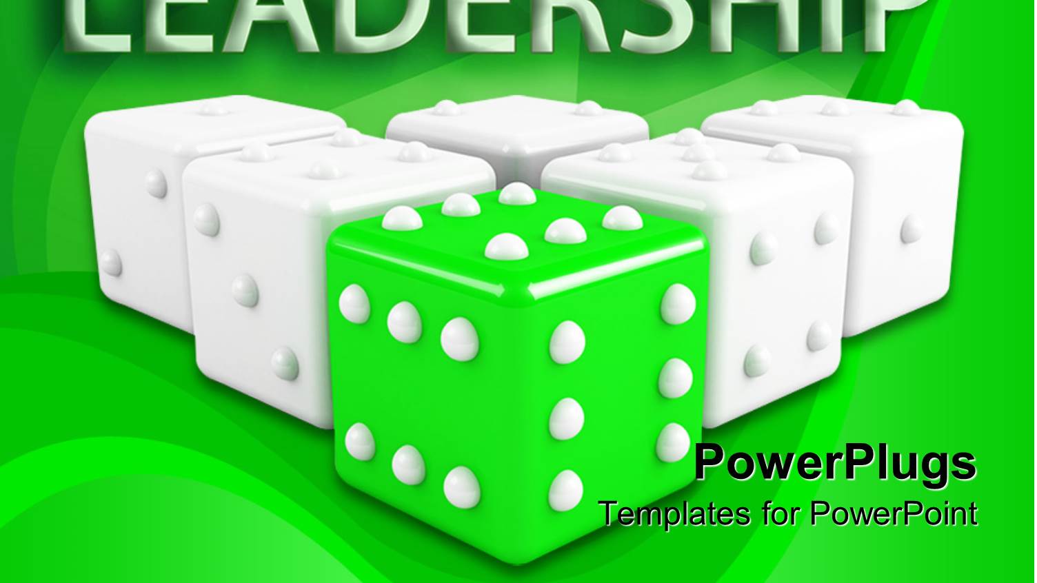 Abstract Depiction of Five White Dice and One Green One