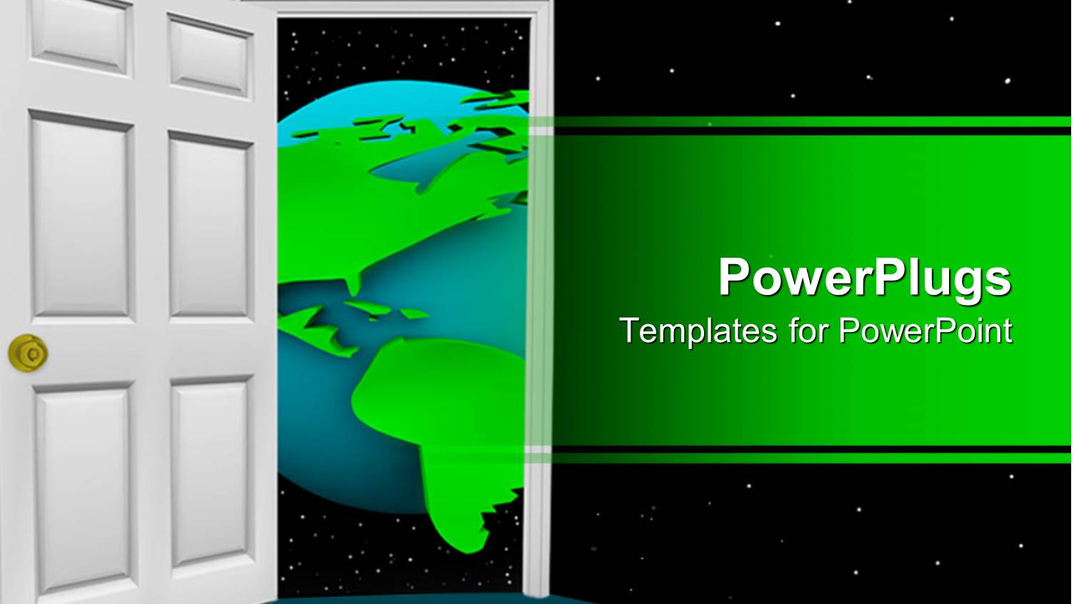 Abstract Depiction of a Green and White Globe Inside an Open Door