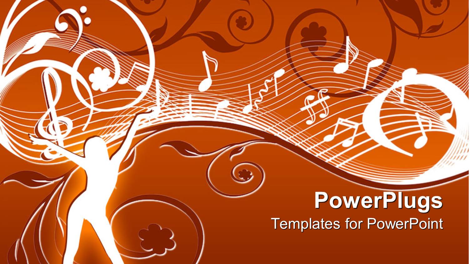 Abstract Depiction of a Lady with Music Themes on a Floral Background