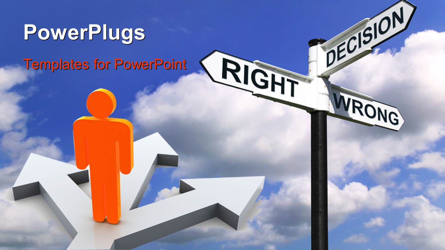 Abstract Depiction of an Orange Human Standing on Three Arrows