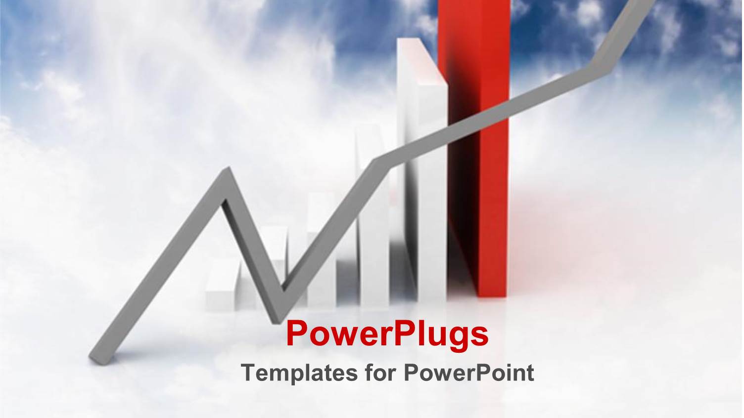 Abstract Depiction of Red and White Bars with Sky Background