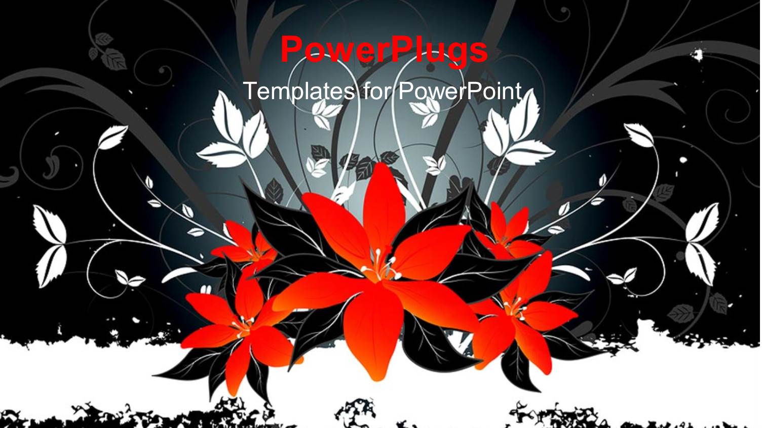 Abstract Depiction of Red and White Floral Design on Black Background