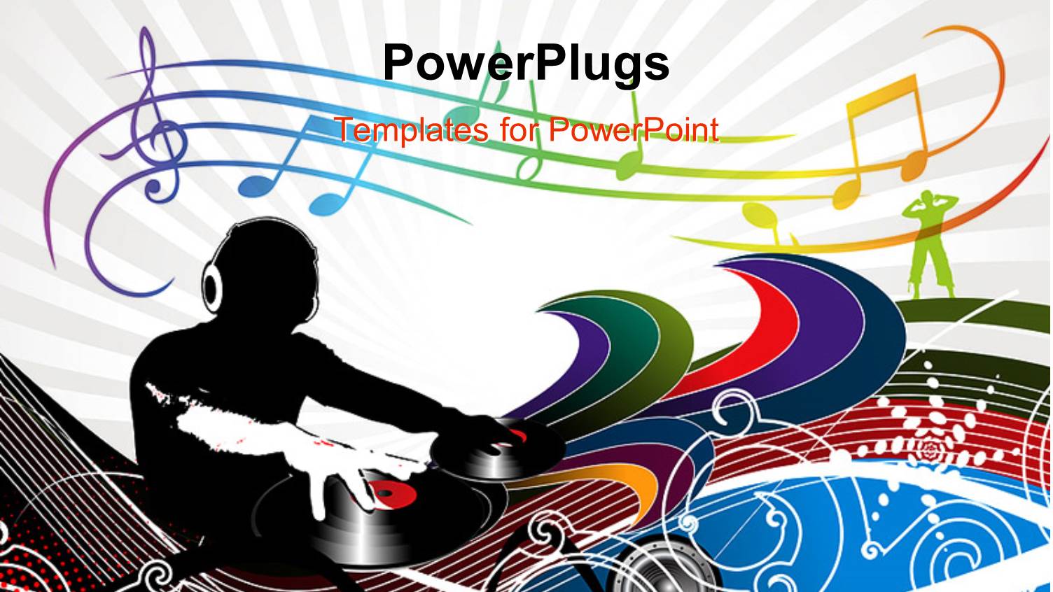 Abstract Description of a Dj Man Playing Tunes , with Music Signs