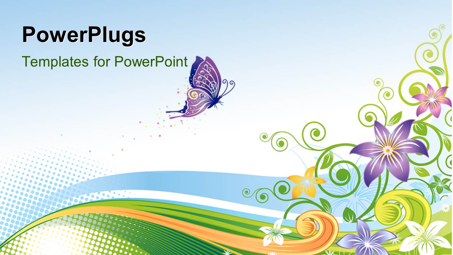 an Abstract Design of a Colorful Floral Background with a Purple Butterfly