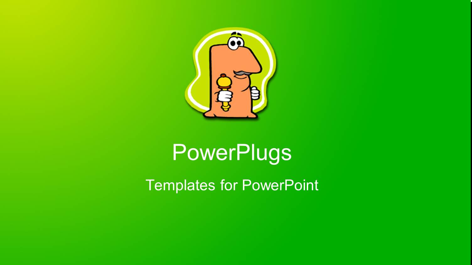 Abstract Field of Green with Centered Cartoon Character 