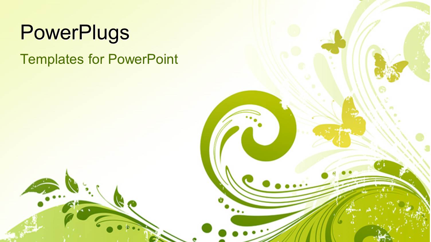 Abstract Floral Background Element and Butterflies on Green Background