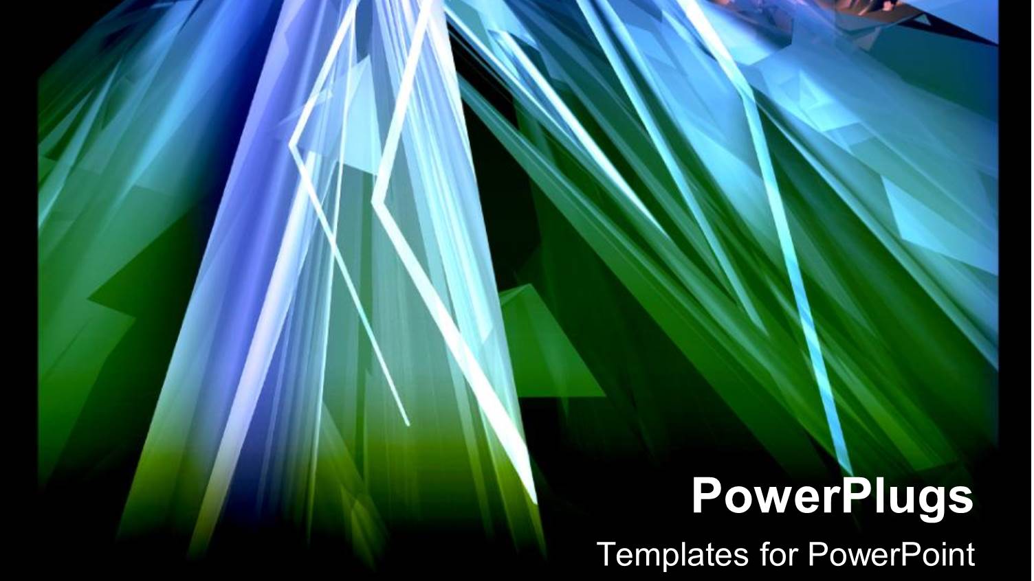 Abstract Green and Blue Triangles on Black Background