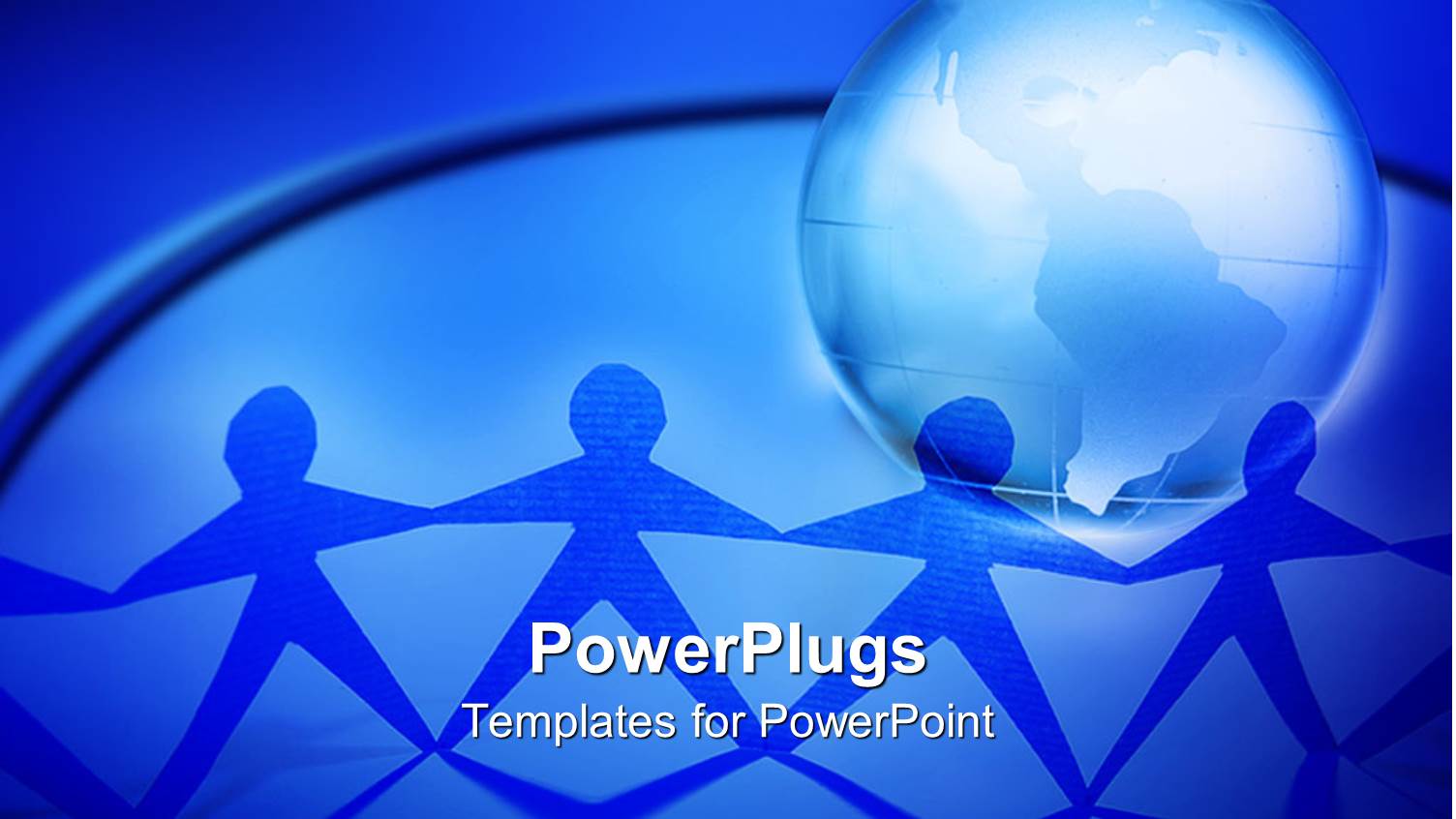 Abstract Men Holding Hands Behind Glowing Earth Globe and Blue Background 