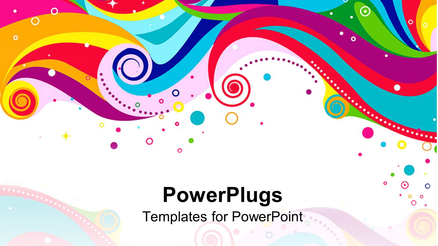 Abstract Rainbow Colored Waves, Circles and Dots on White Background