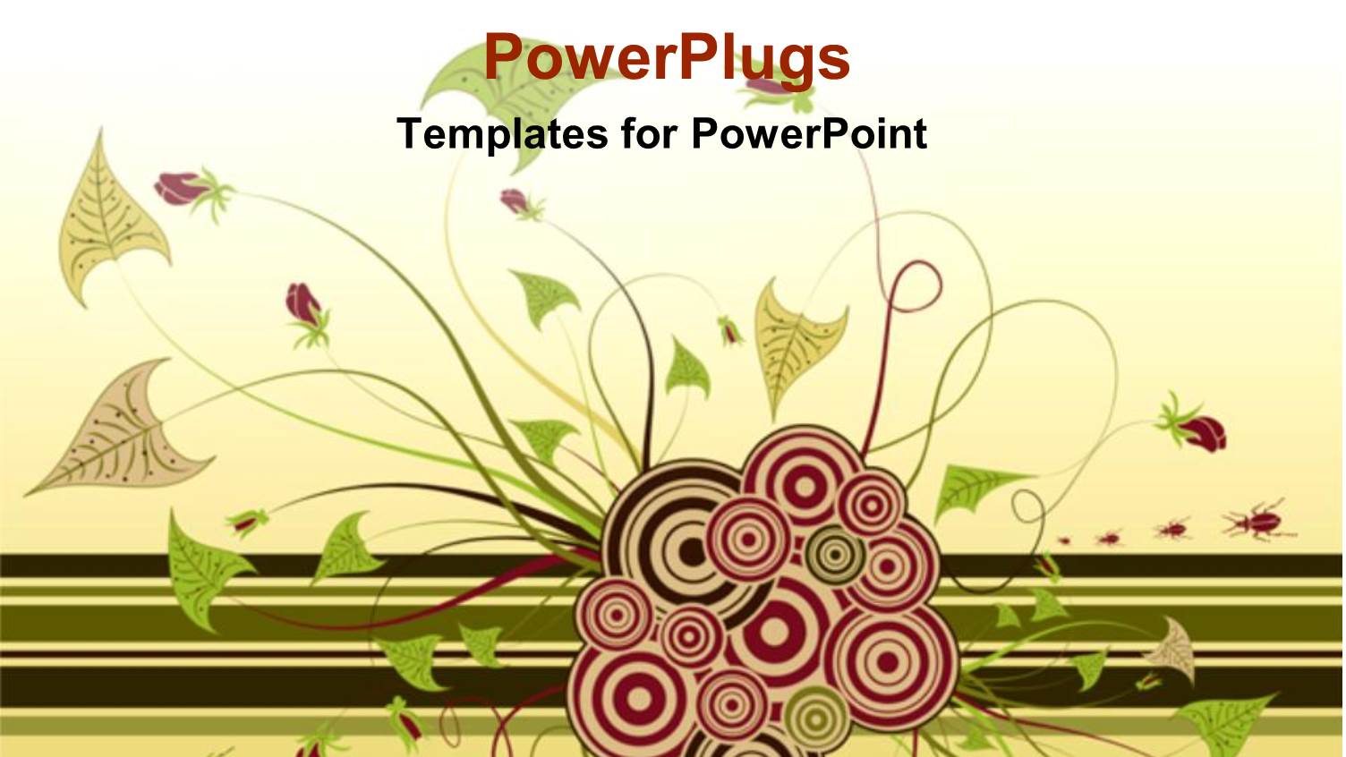 Abstract Two Dimensional Artwork of Flowers with Horizontal Color Bars