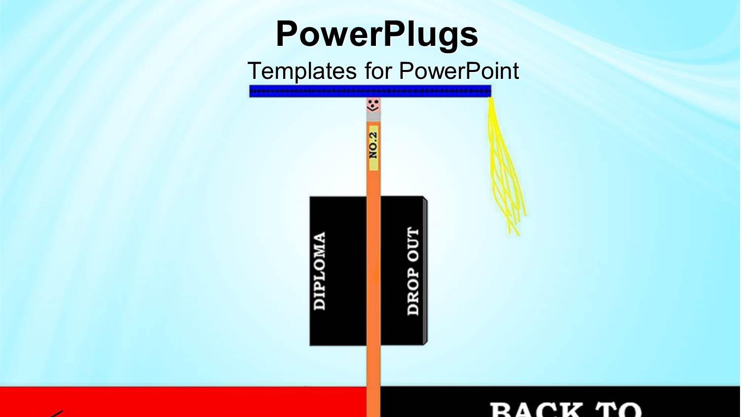 Abstract View of a Brown Straight Arrow with a Blue Graduation Cap on it