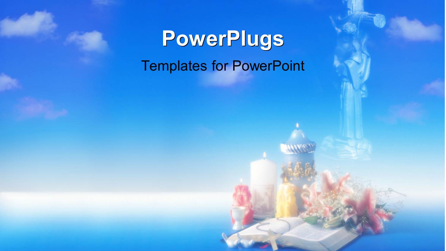 Abstract View of an Open Bible with Candles and Crucifix