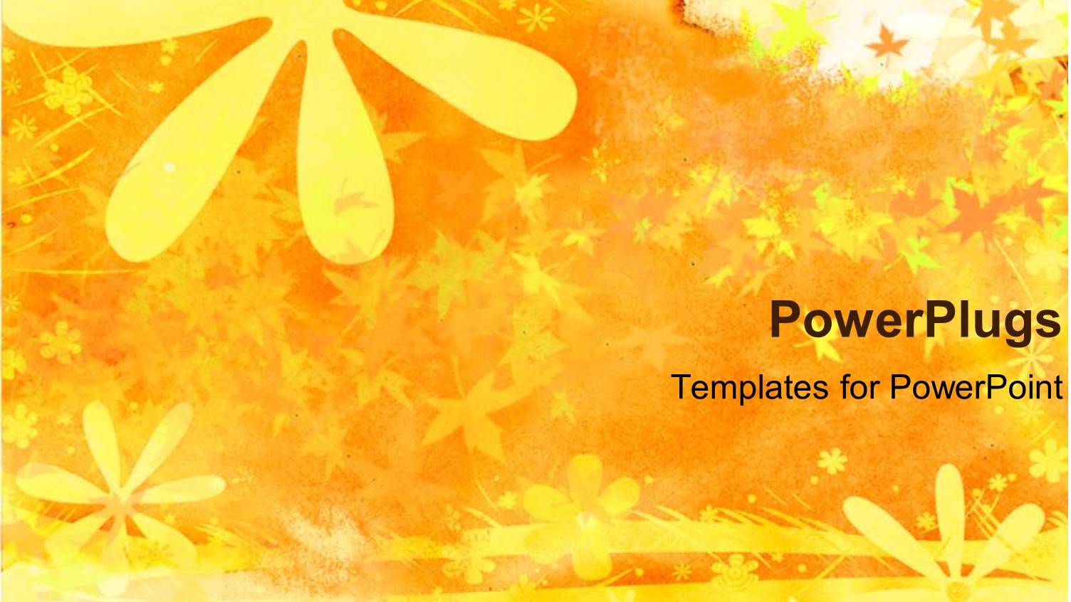 Abstract Yellow Background with Flowers and Leaves