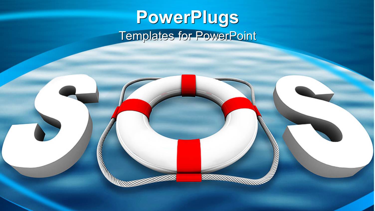 Acronym SOS with Letter O a Swimming Tube on Blue Bubble