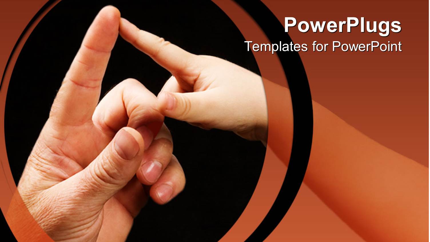 Adult Finger and a Child's Finger Touching on a Black Background