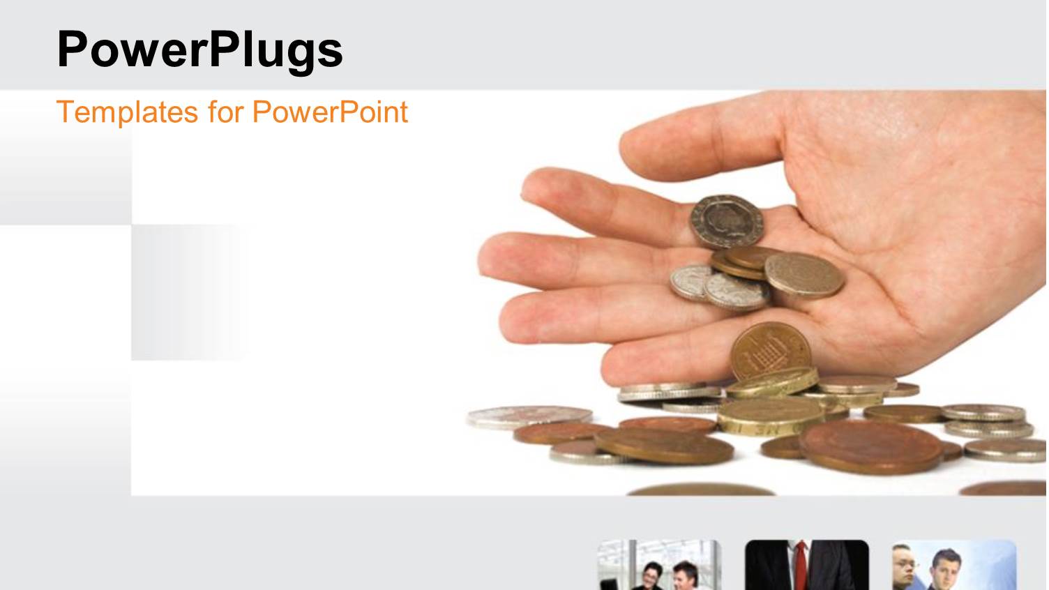 Adult Hand Holding some Coins on a White Background