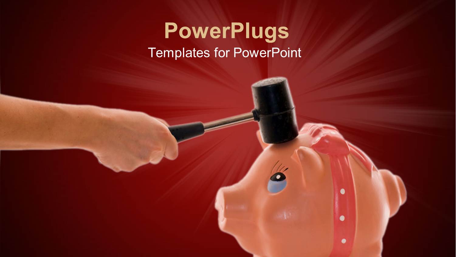 an Adult Hand Holding a Hammer and Breaking Open Piggy Bank