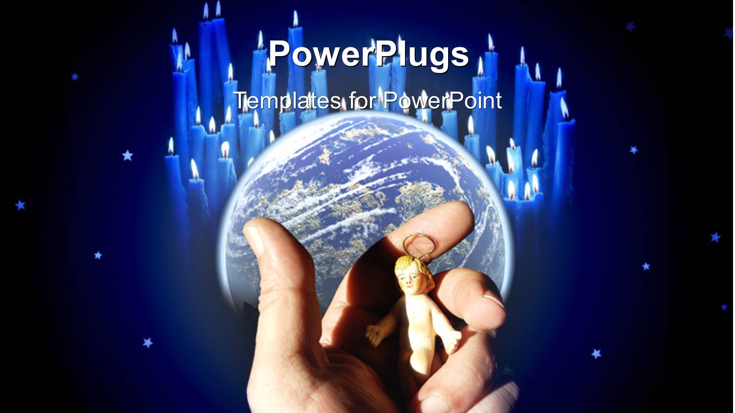 an Adult Hand Holding a small Figurine with an Earth Globe Behind