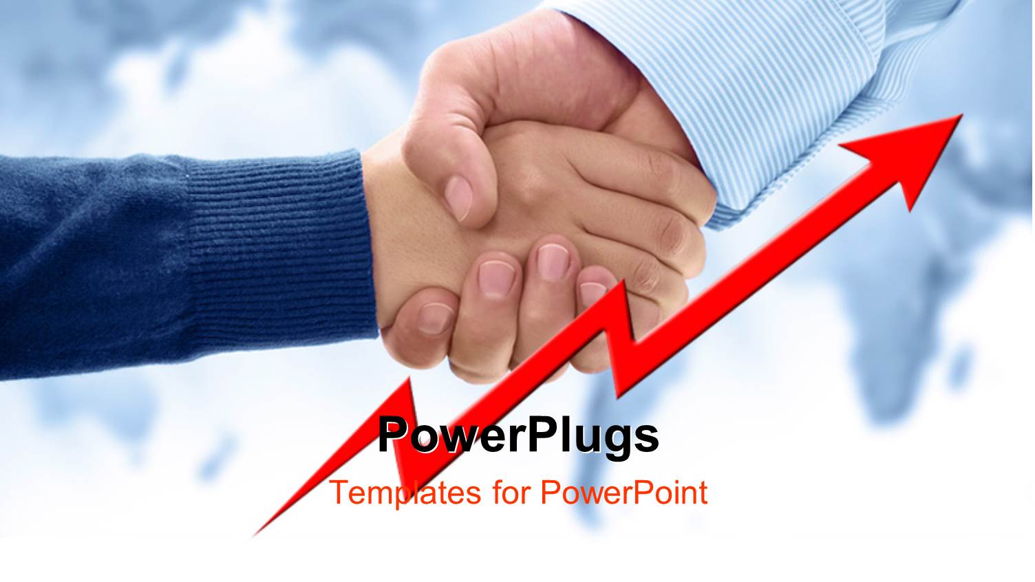 an Adult Hand Shaking a small Boys Hand with a Red Arrow