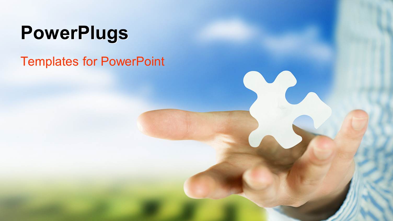 Adult Male Hands Holding a White Floating Puzzle Piece