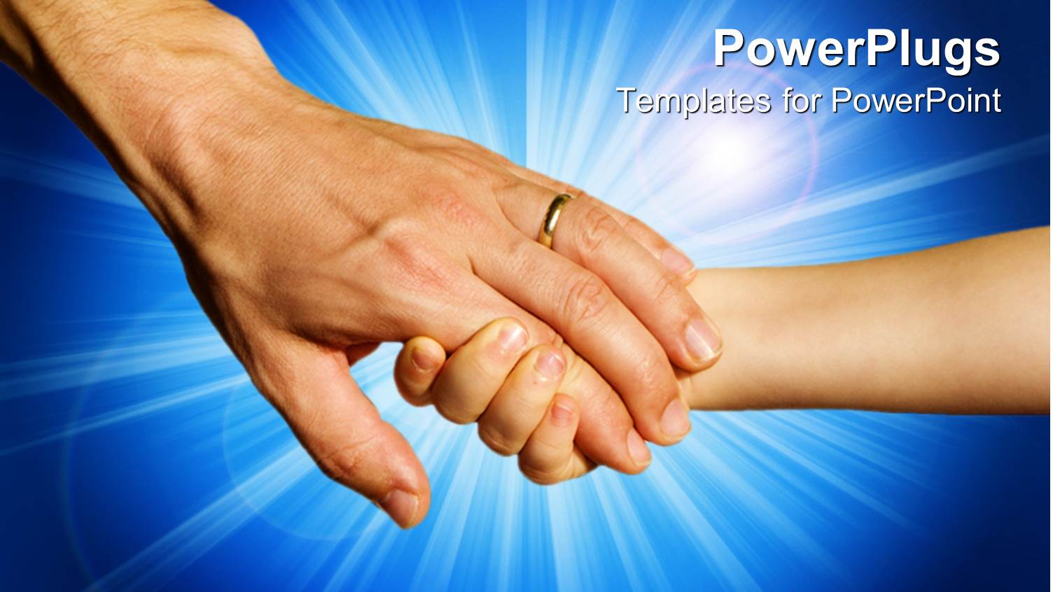 Adult Married Hand with a Ring Holding a small Kids Hand