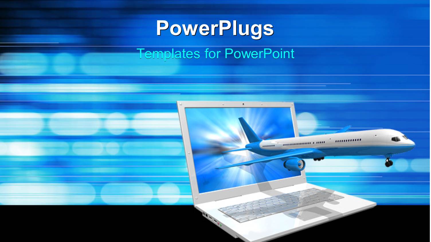 Airplane Emerging from Laptop Screen on Digital Background