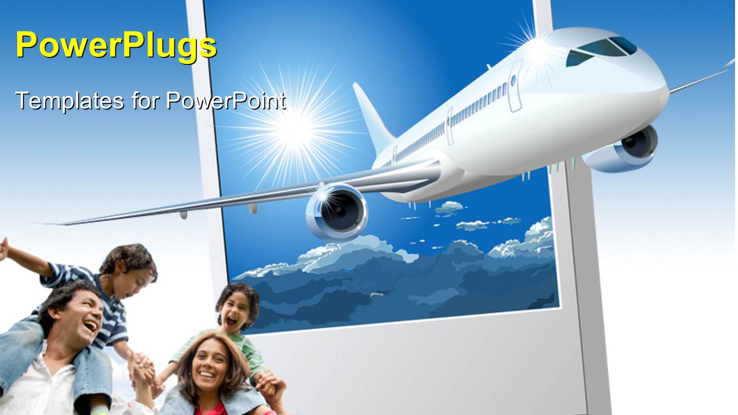 an Airplane with a Family Happy for Vacations