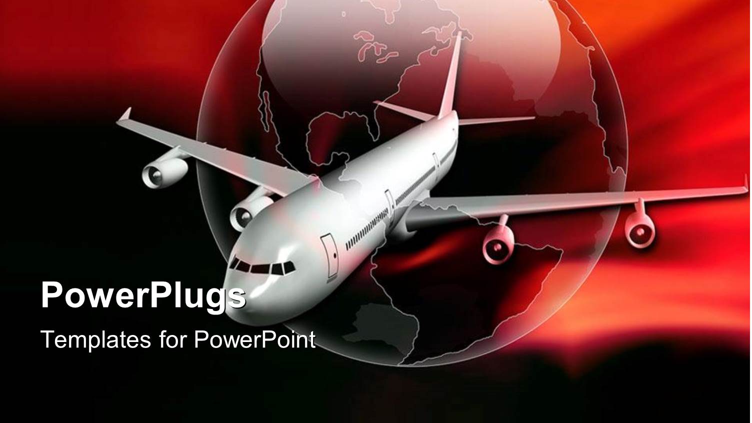 Airplane Flying Beside an Earth Globe on a Red Background