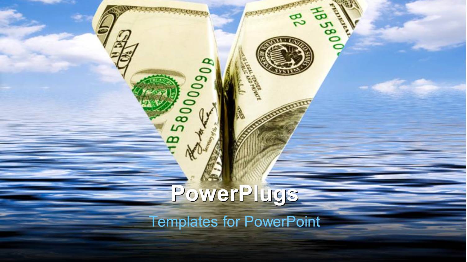 an Airplane Made with a Dollar Note and Sea in the Background