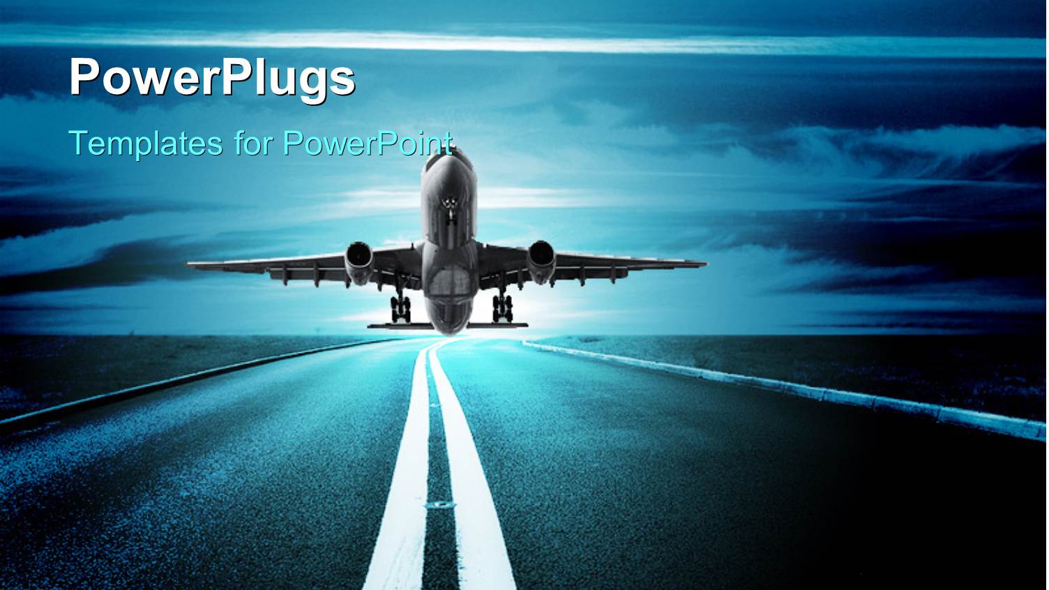 Airplane Taking off on the Runway with Beautiful Blue Sky in the Background