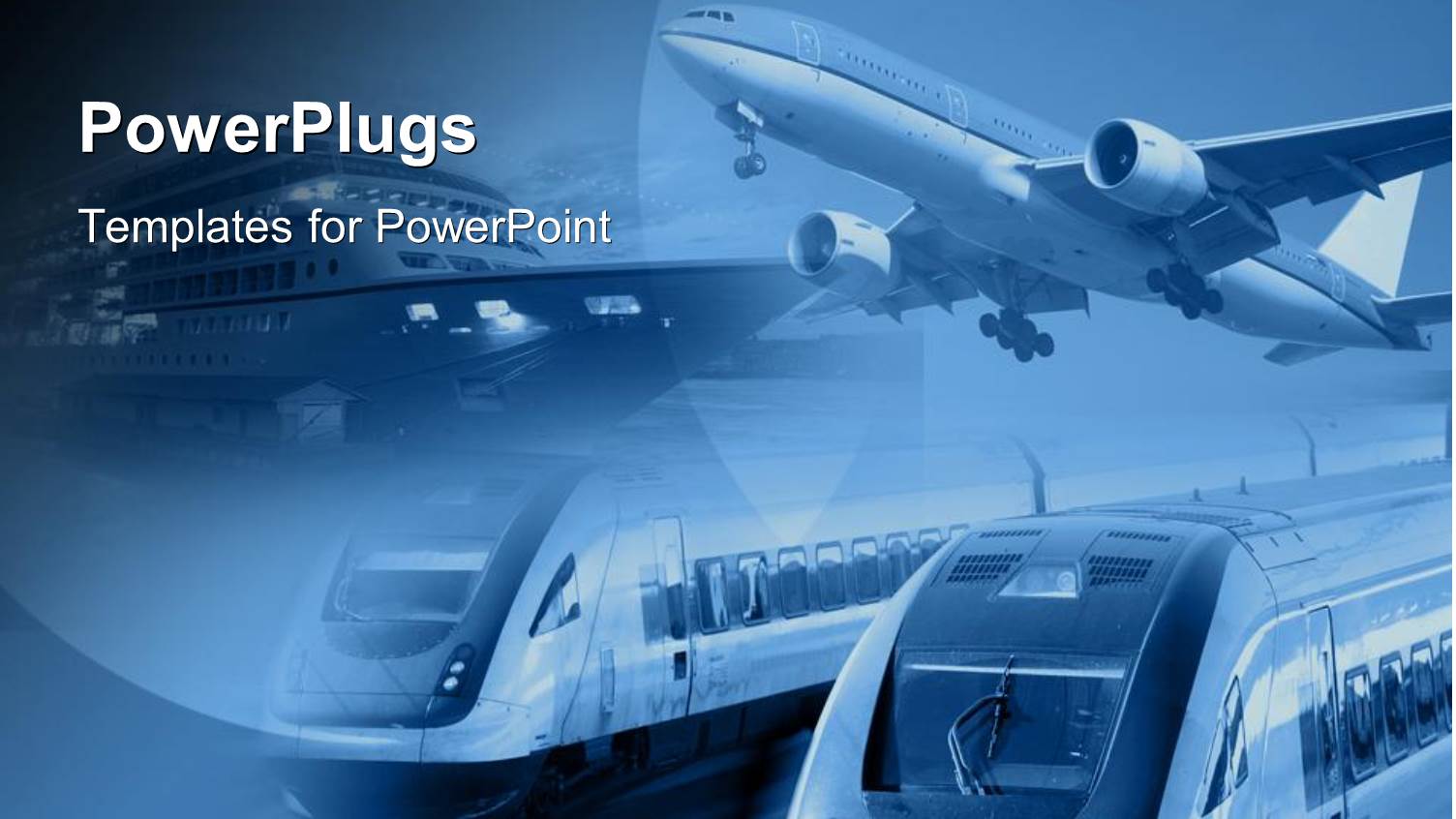 Airplane Train and Ship at One Place with Blue Background, Different Modes of Transportation