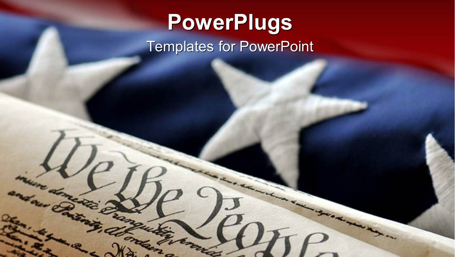 an American Flag in the Background while the Constitution in the Front