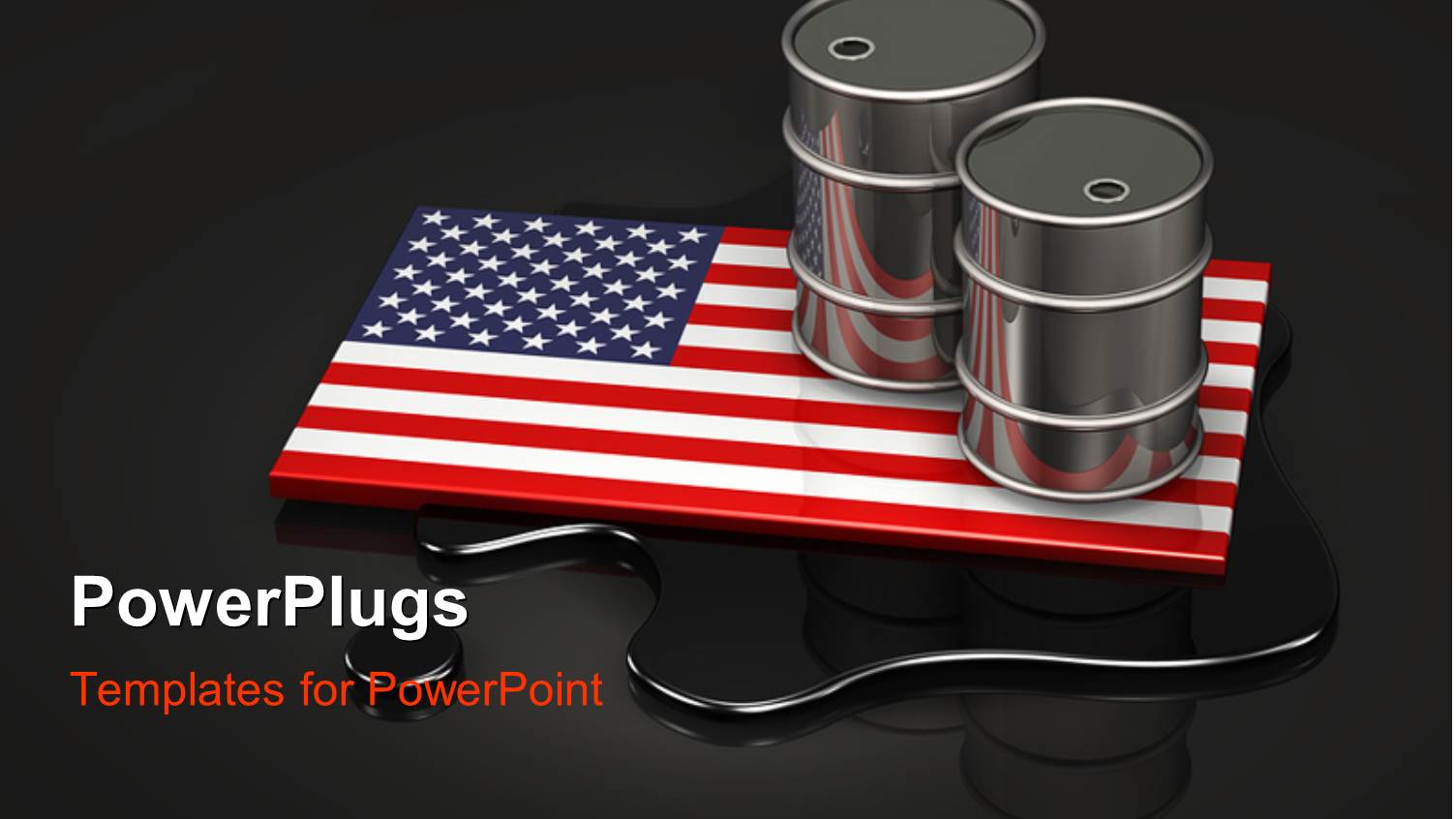 an American Flag in the Background with Two Oil Barrels