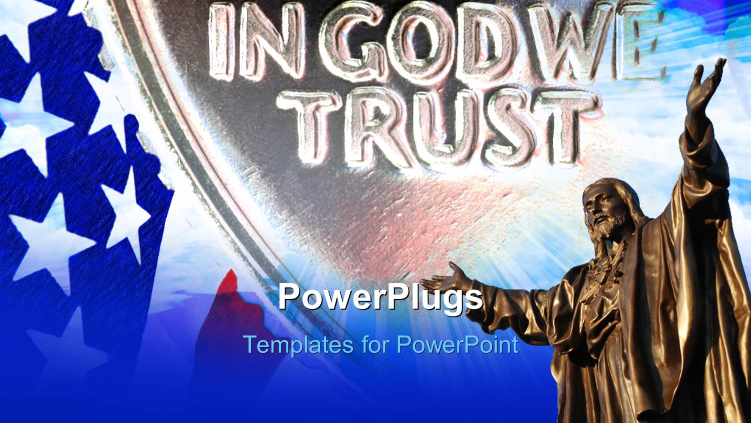 American Flag with in GOD we TRUST Motto Etched in Stone