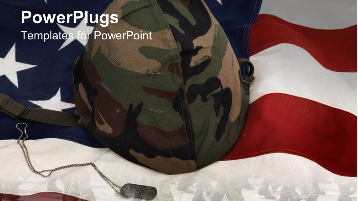 an American Flag with a Soldier's Helmet