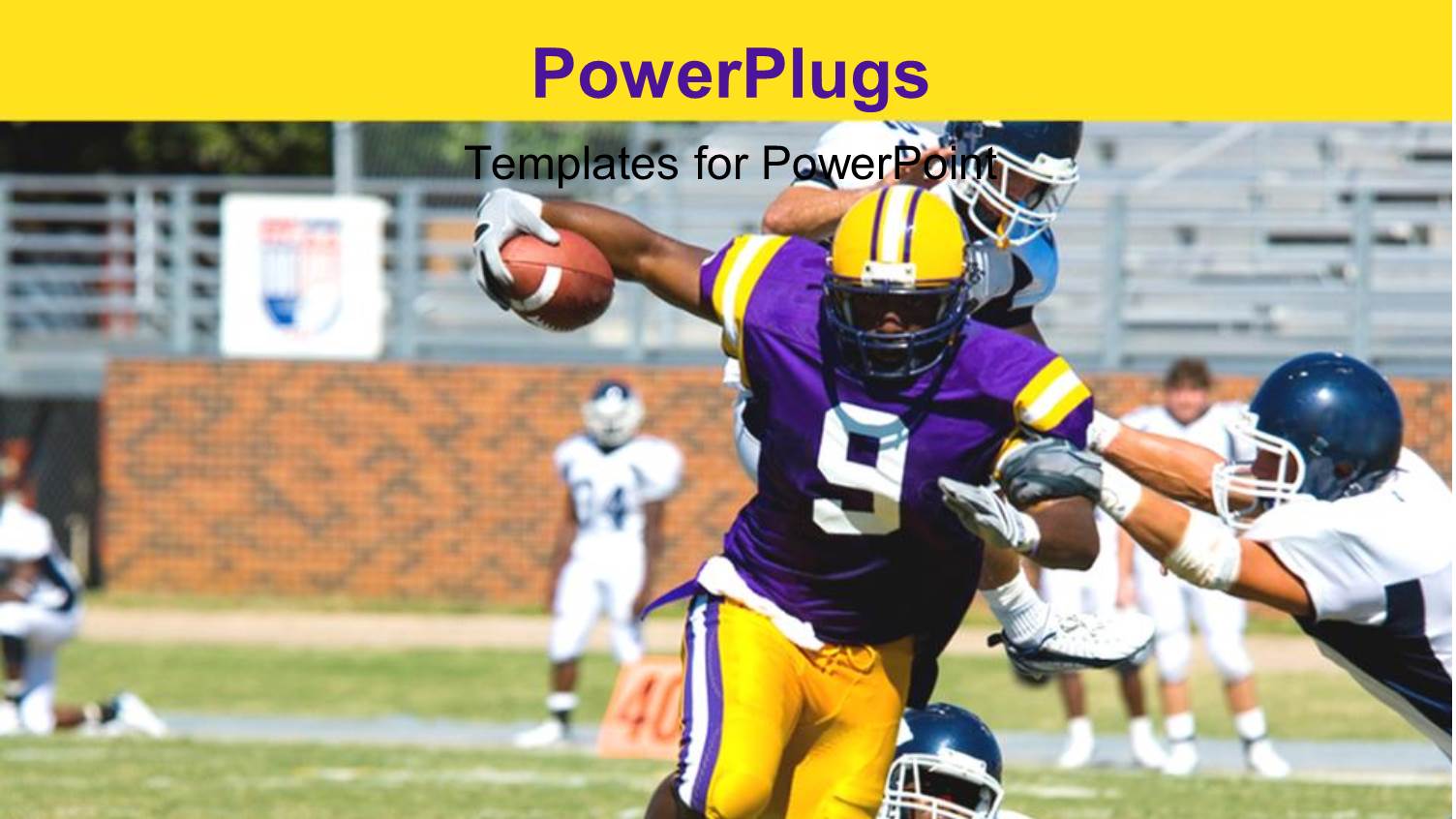 American Football Match with Offensive Player Running to Score Point