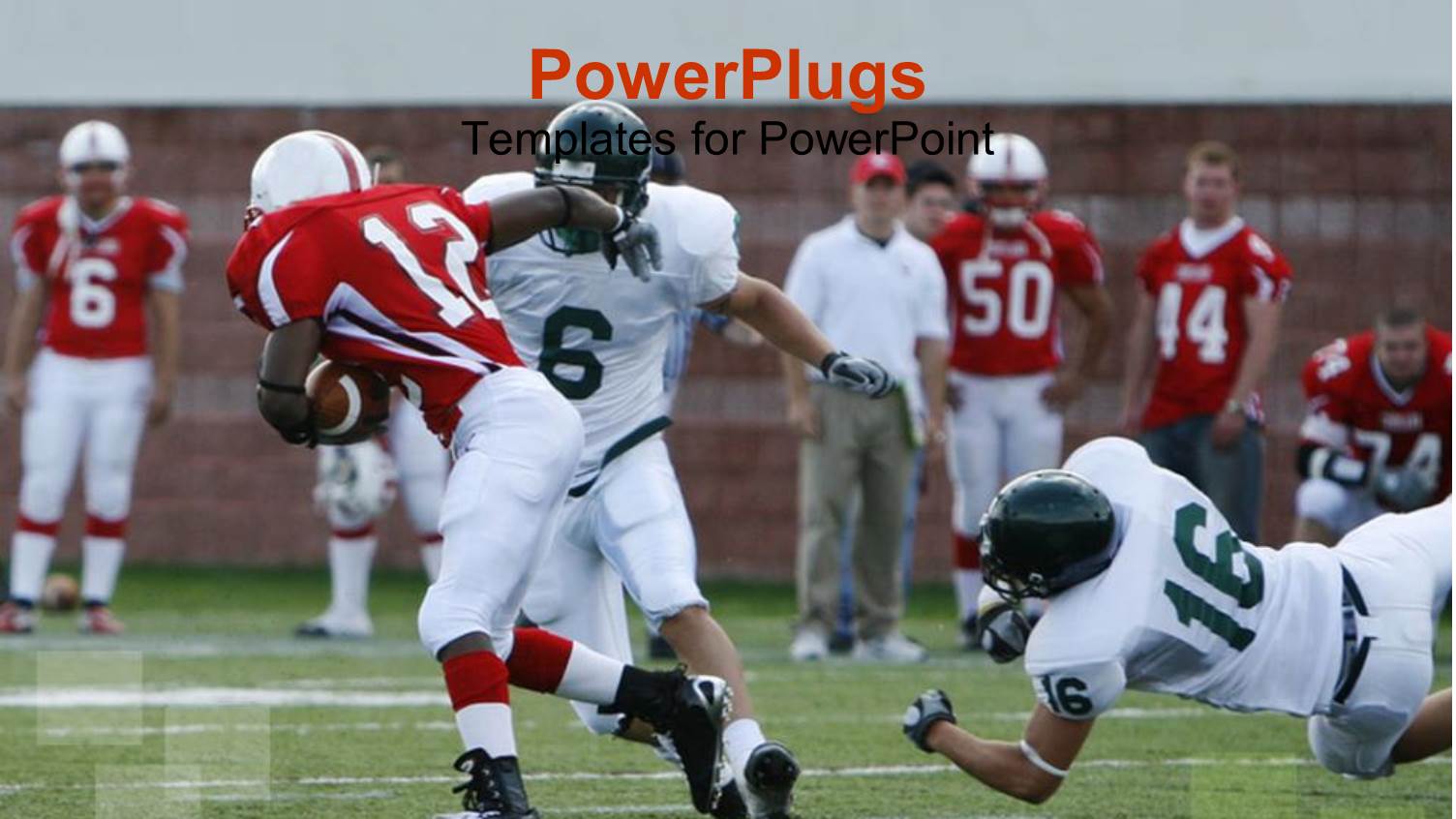 American Football Match with Player Breaking Away for the Touchdown 