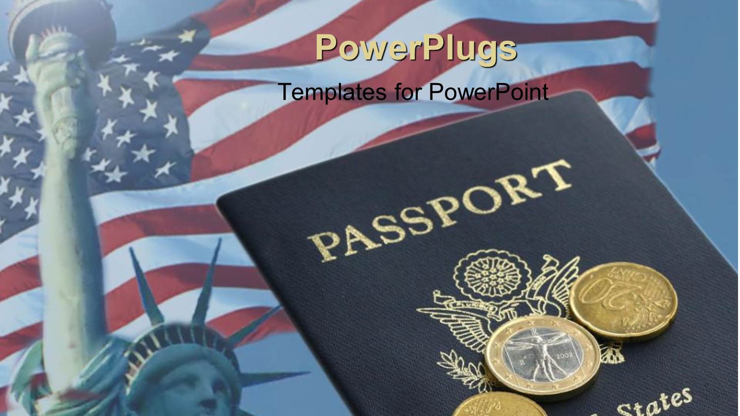 an American Passport with a Number of Coins