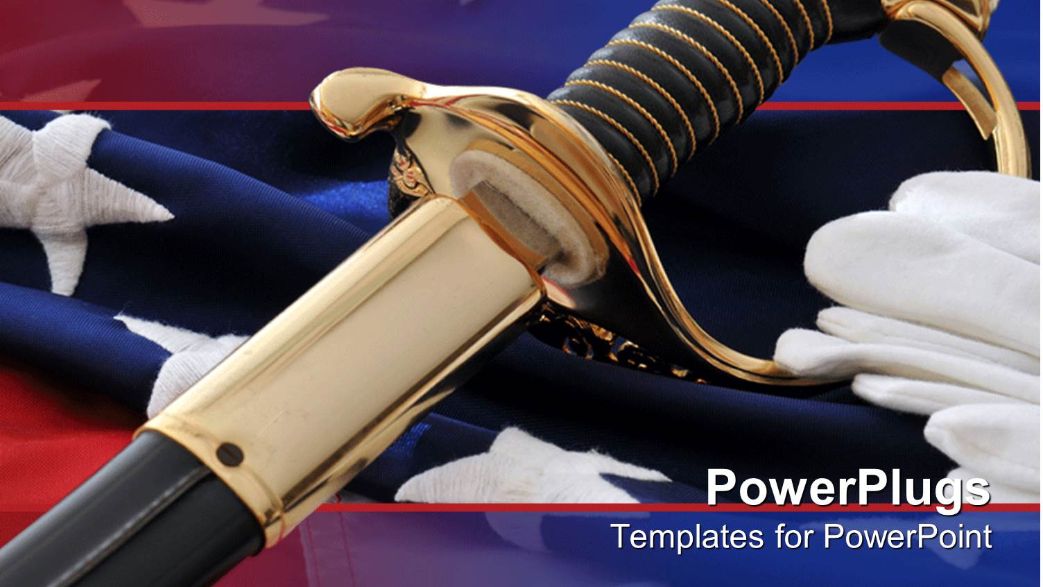 an American Soldier's Sword with Flag in the Background