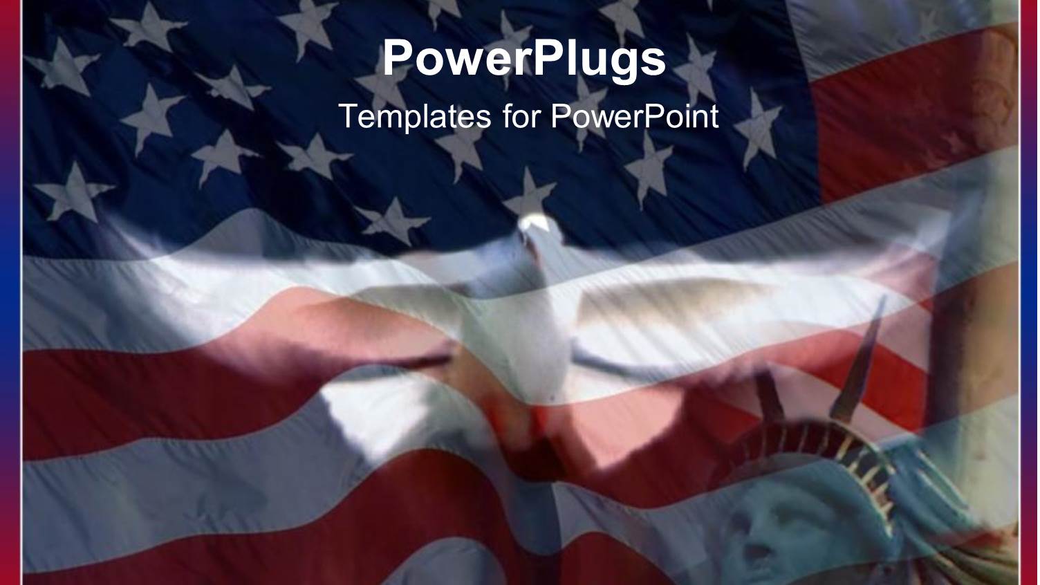 American Symbols with Waving Flag of United States and Statue of Liberty