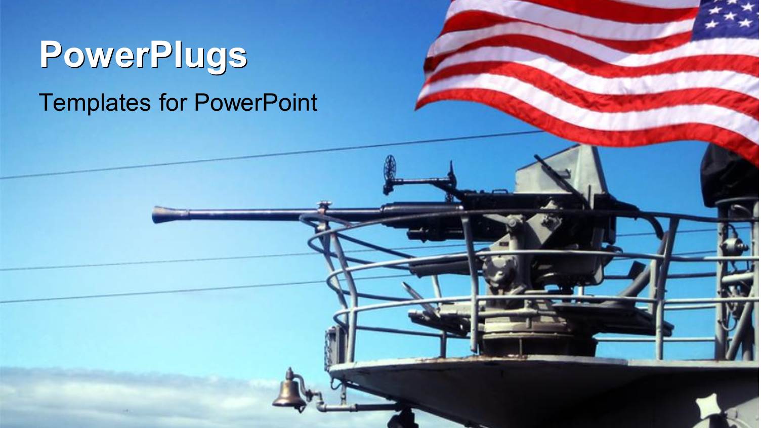 the American Weapons in the Sea with American Flag in Background