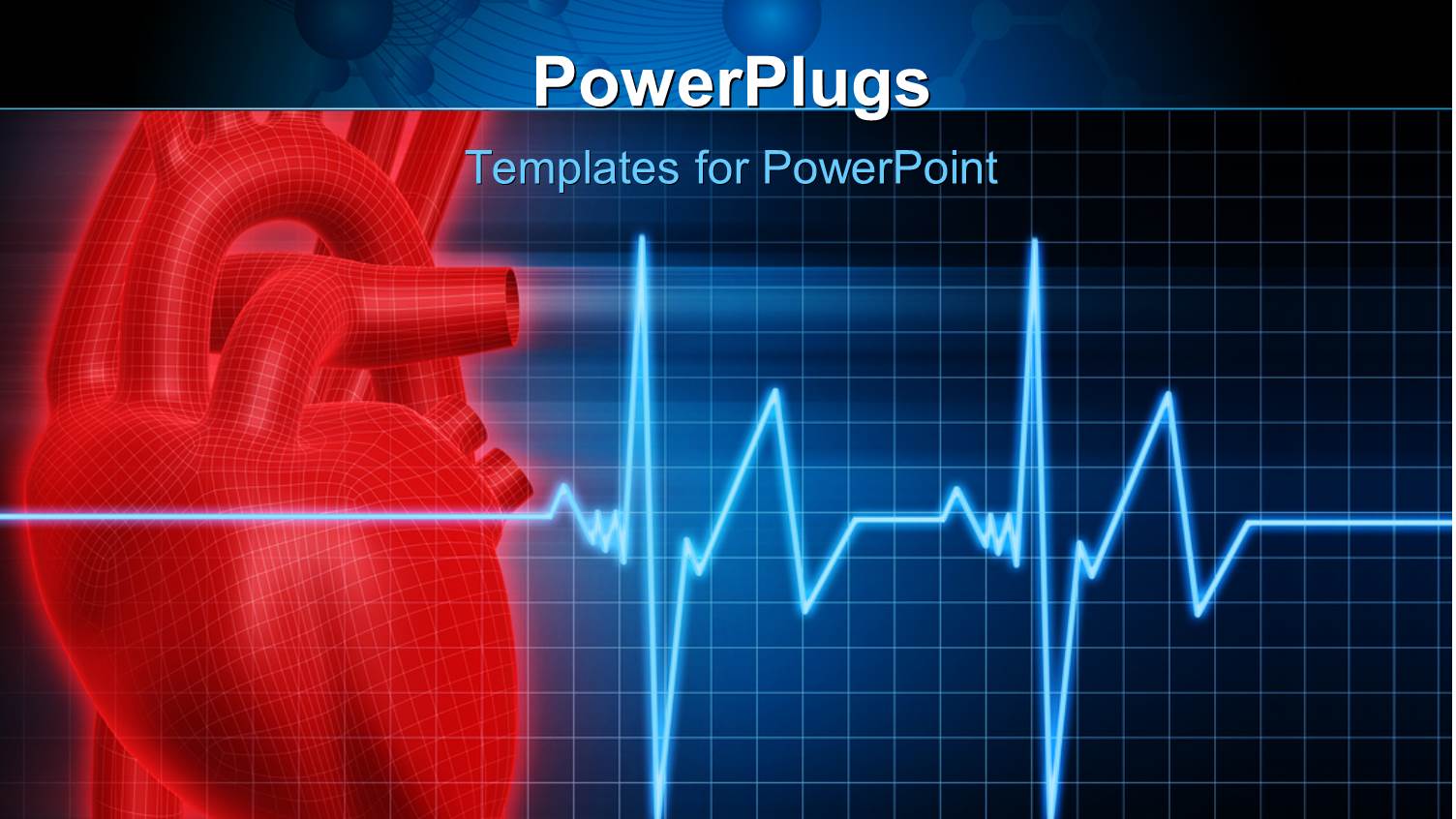 Anatomy Depiction of a Human Red Heart and ECG Graph Over Blue Background