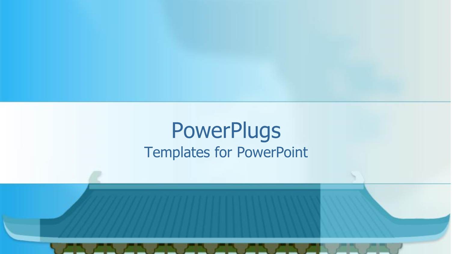 Animated Blue Chinese Temple on a Light Blue Background