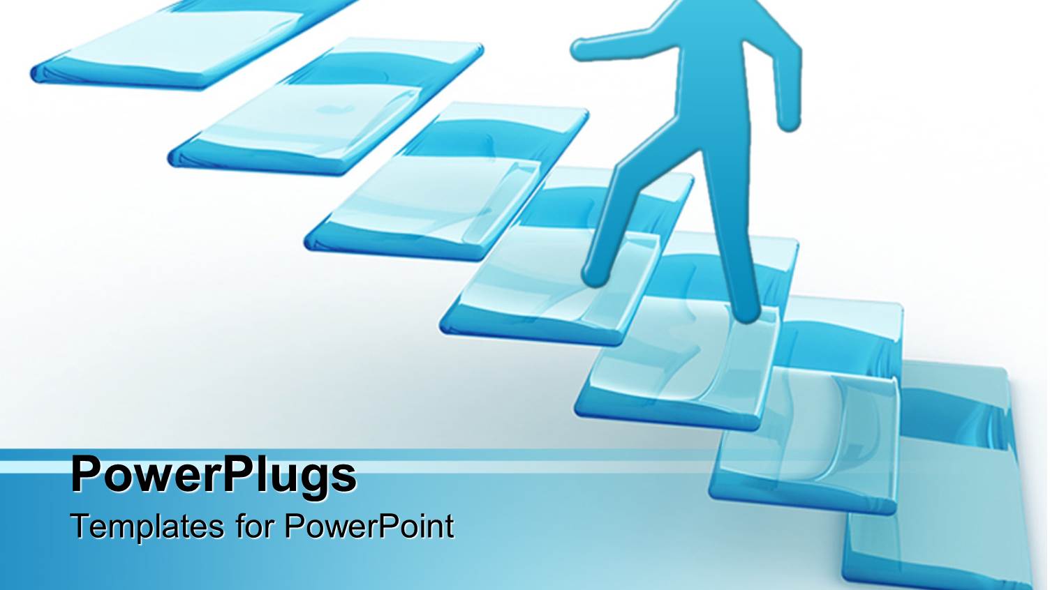 Animated Depiction of Blue Human Figure Climbing Stairs