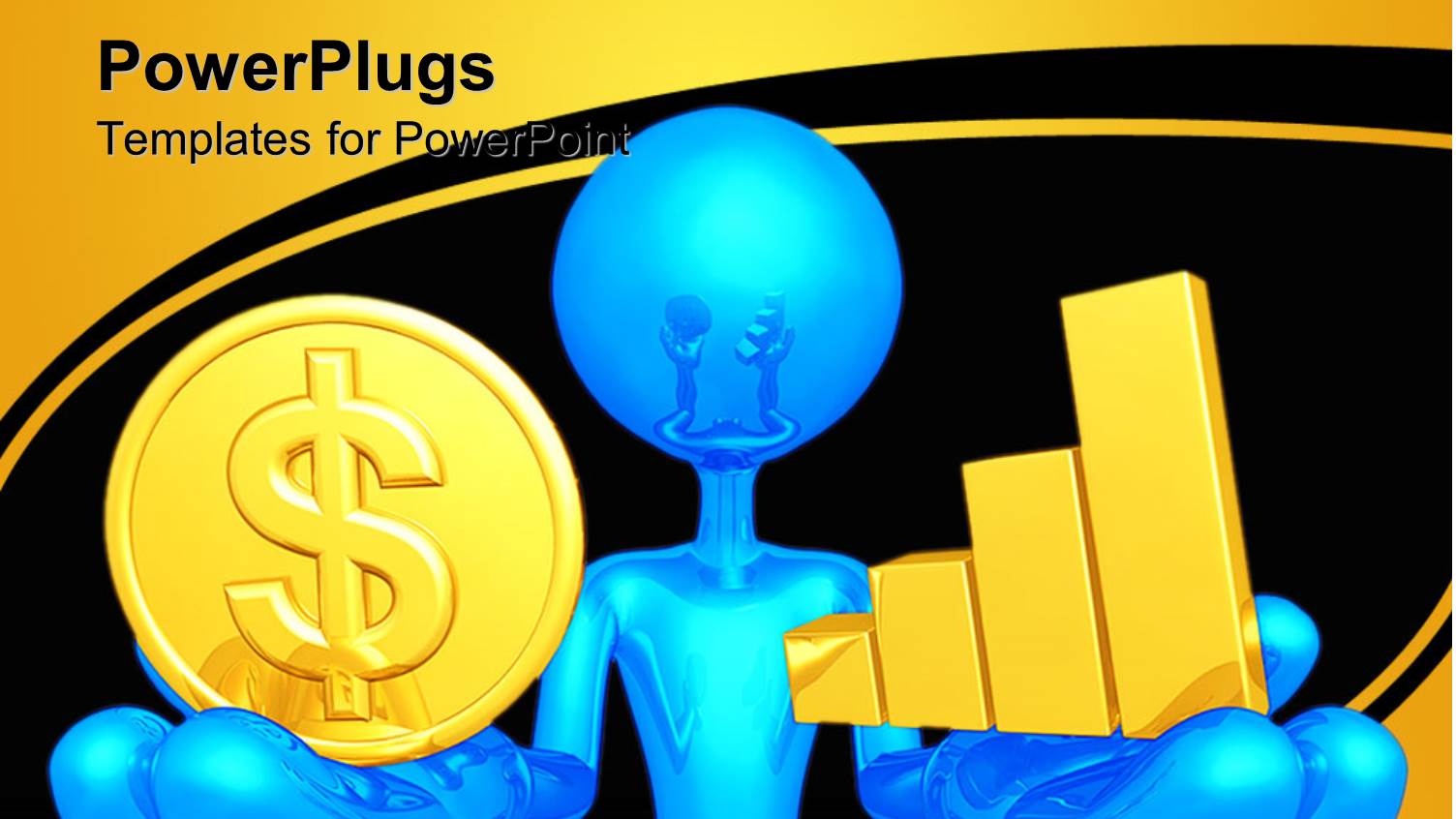 Animated Depiction of a Blue Person Holding a Dollar Coin and a Bar Chart
