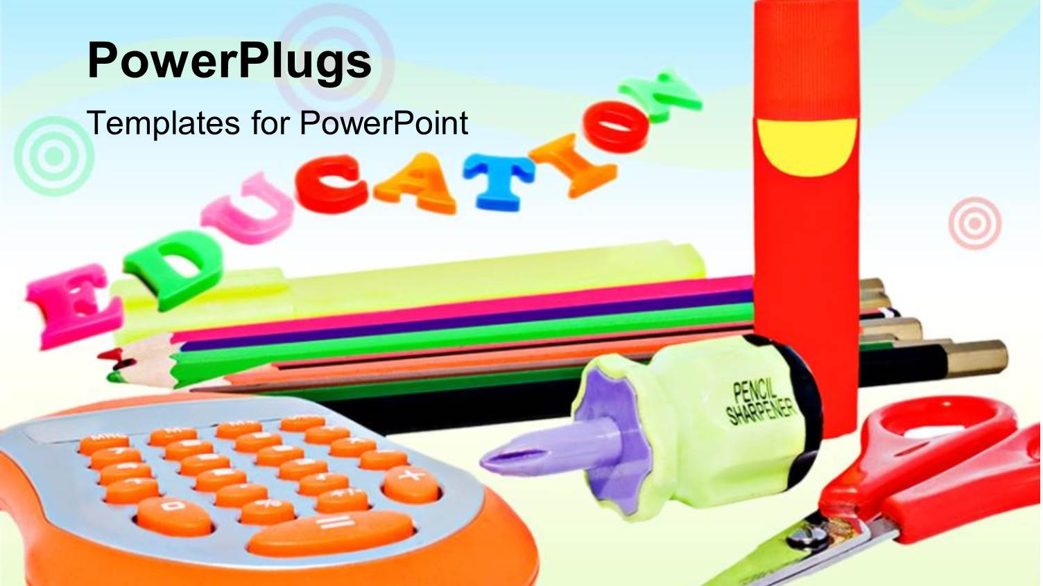 Animated Depiction of a Calculator Scissors Pencils and Education Text