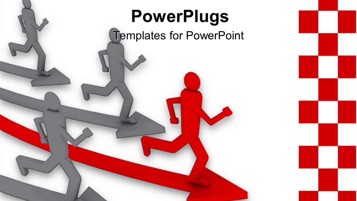 Animated Depiction of Four Grey and Red Humans Running on Arrows